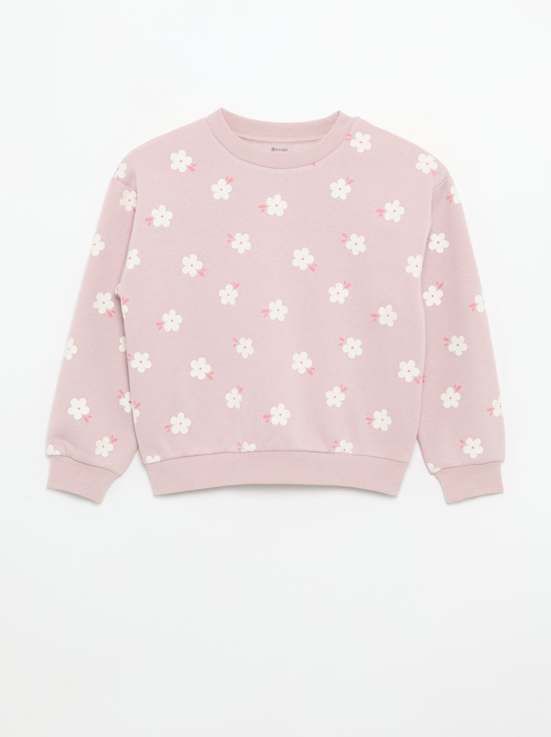 Lot de 2 sweats : 1 uni et 1 imprimé all over Violet - Kiabi