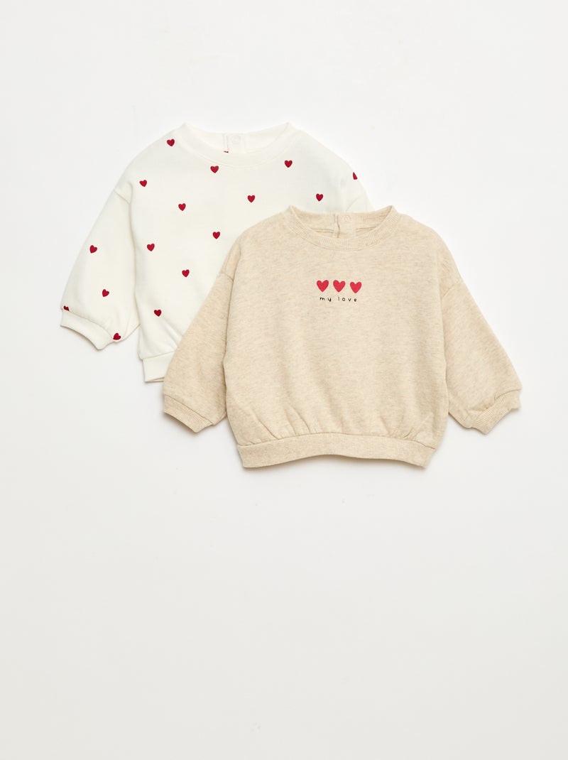 Lot de 2 sweats 1 uni et l'autre à motif Blanc - Kiabi