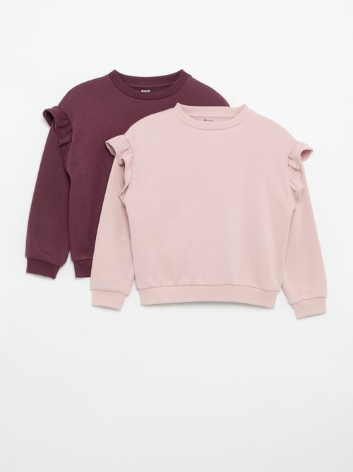 Lot de 2 sweats avec volants aux épaules - Kiabi Lot de 2 sweats avec volants aux épaules - Kiabi