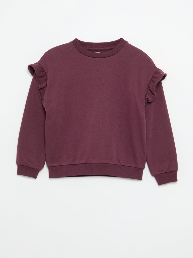 Lot de 2 sweats avec volants aux épaules Violet - Kiabi