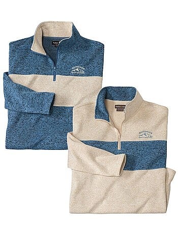 Lot de 2 Sweats Molleton Bicolores - ATLAS FOR MEN
