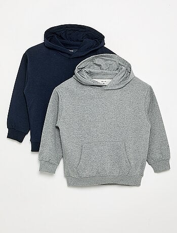 Lot de 2 sweats unis à capuche