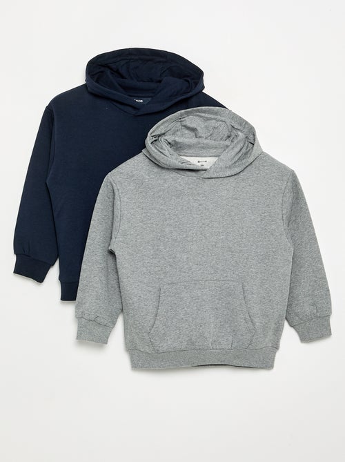 Lot de 2 sweats unis à capuche - Kiabi