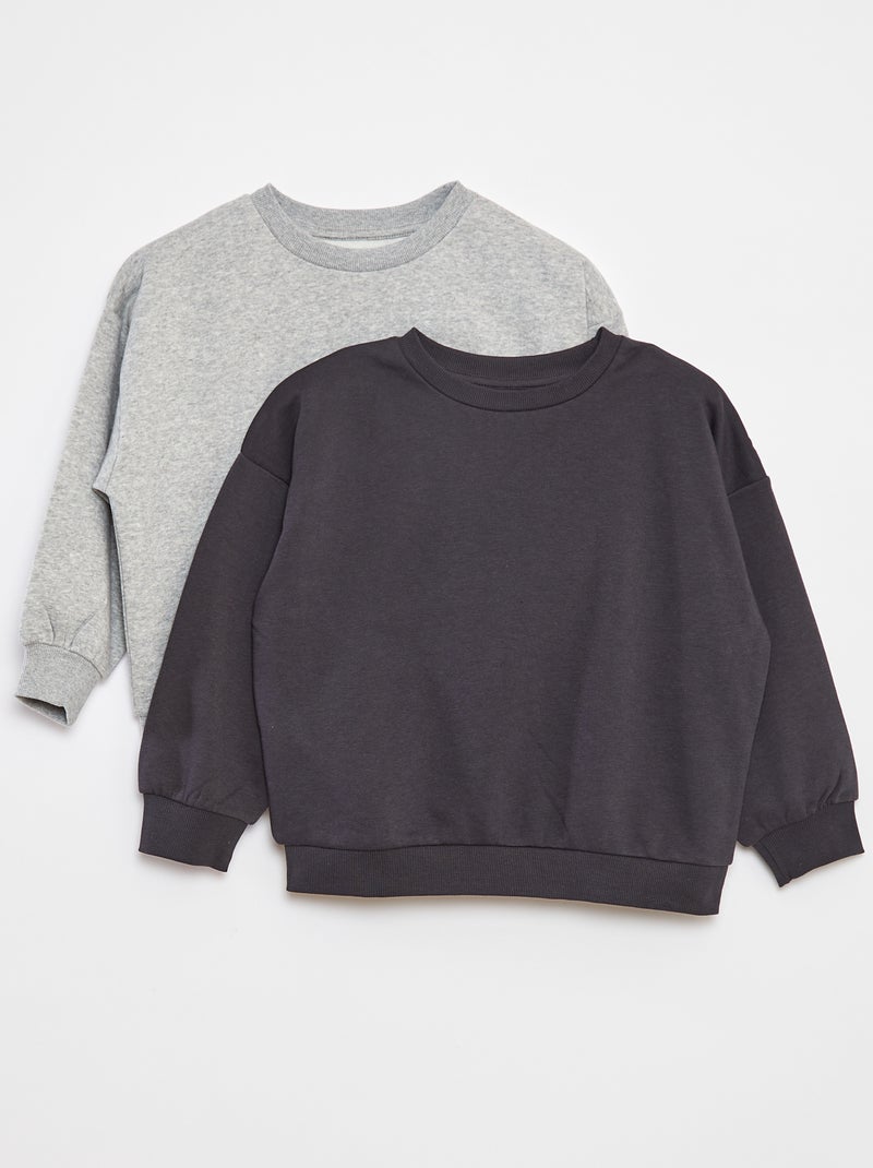 Lot de 2 sweats unis en molleton Gris - Kiabi