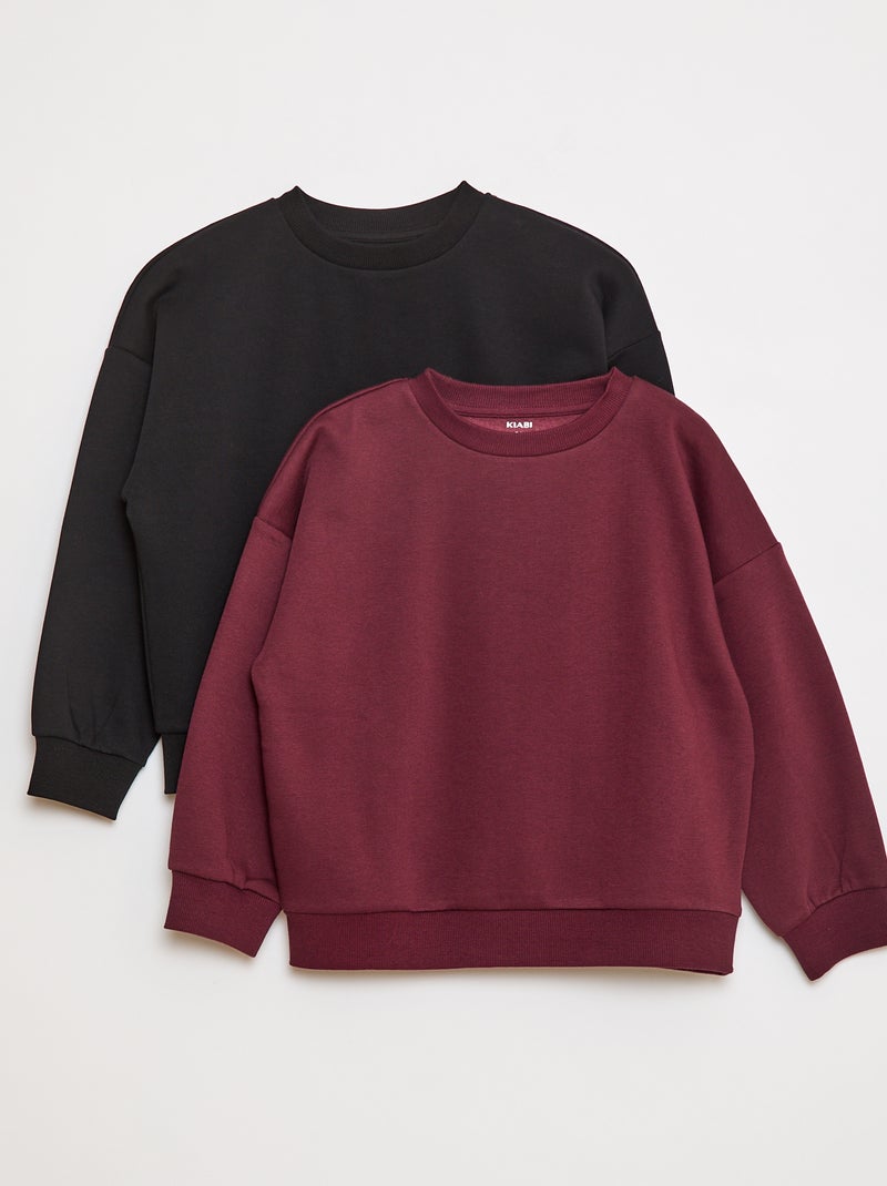 Lot de 2 sweats unis en molleton Noir - Kiabi
