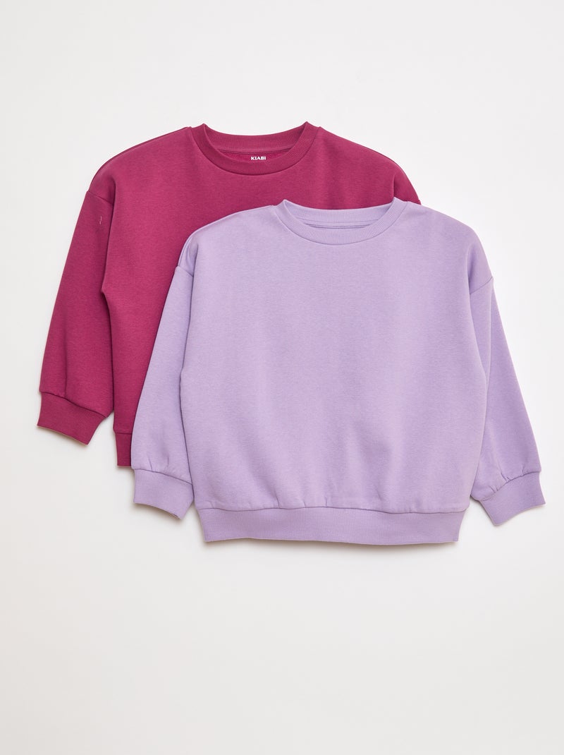 Lot de 2 sweats unis en molleton Violet - Kiabi