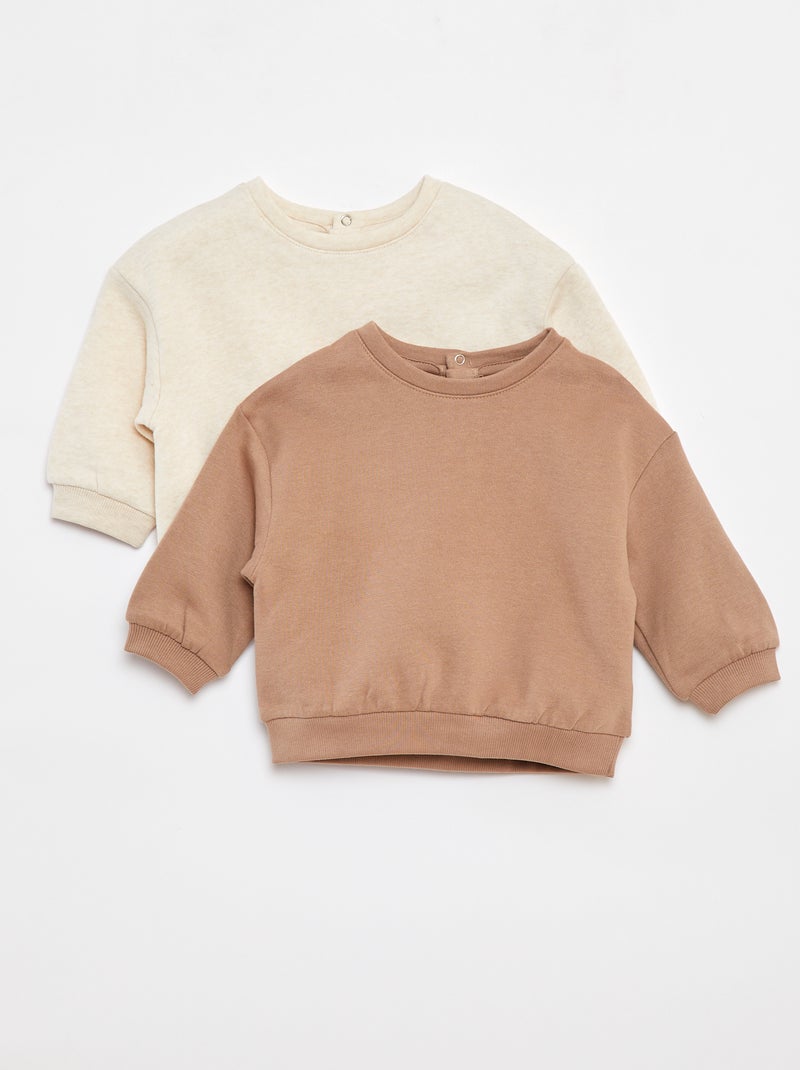 Lot de 2 sweats unis oversize Beige - Kiabi