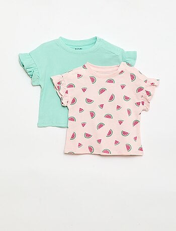 Lot de 2 T-shirts à manches courtes en jersey de coton