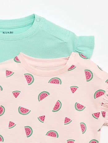 Lot de 2 T-shirts à manches courtes en jersey de coton