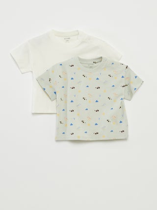 Lot de 2 t-shirts à manches courtes et col rond