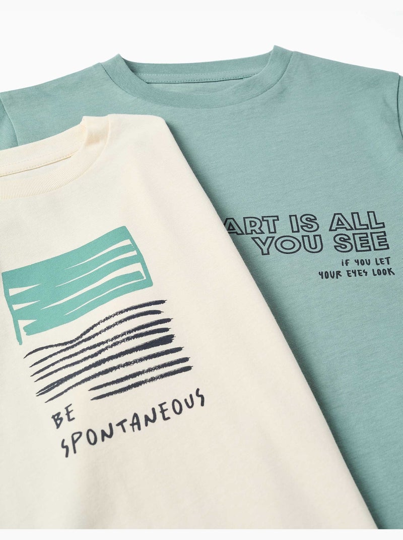 Lot de 2 T-shirts à manches longues avec imprimés Blanc - Kiabi
