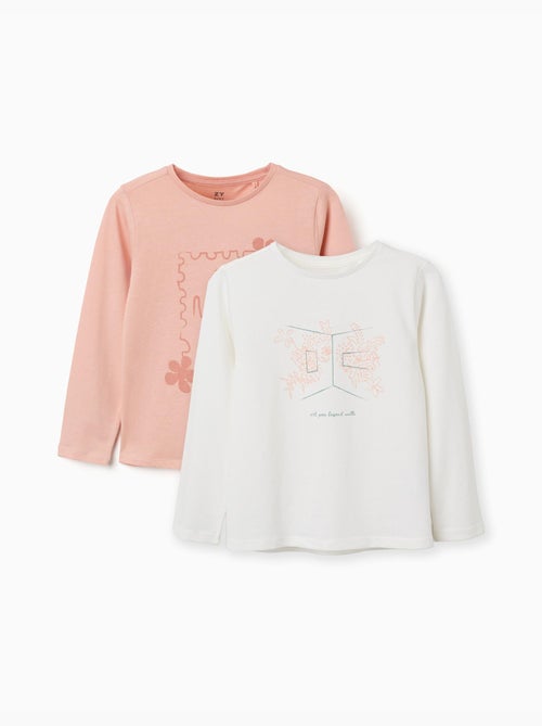 Lot de 2 T-shirts à manches longues avec imprimés de l'art - Kiabi