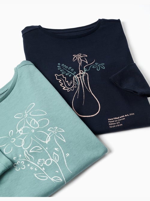 Lot de 2 T-shirts à manches longues avec imprimés de l'art - Kiabi Lot de 2 T-shirts à manches longues avec imprimés de l'art - Kiabi