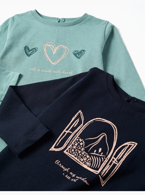 Lot de 2 T-shirts à manches longues avec imprimés de l'art - Kiabi
