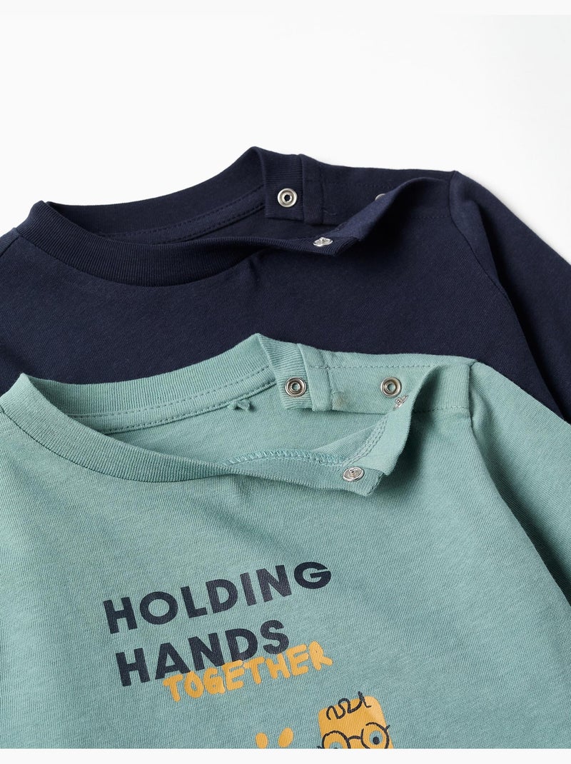 Lot de 2 T-shirts à manches longues avec imprimés Vert clair - Kiabi