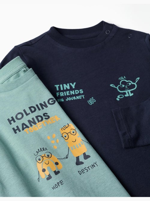 Lot de 2 T-shirts à manches longues avec imprimés - Kiabi