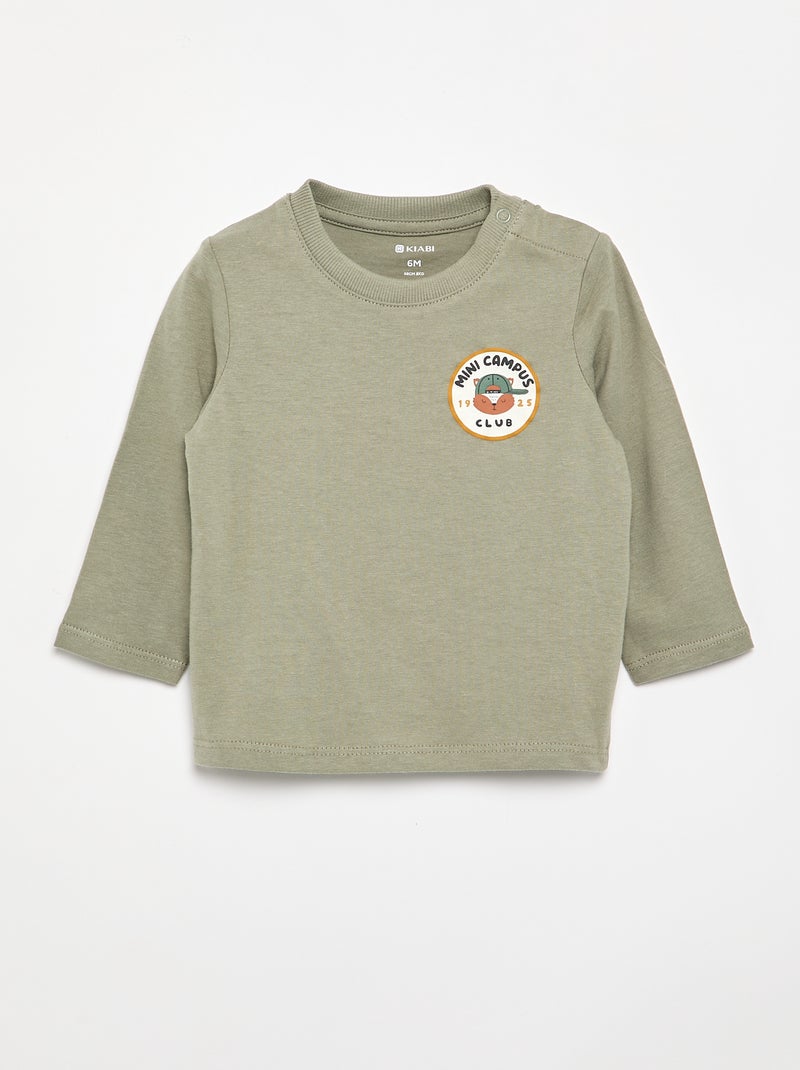 Lot de 2 T-shirts à manches longues Kaki - Kiabi