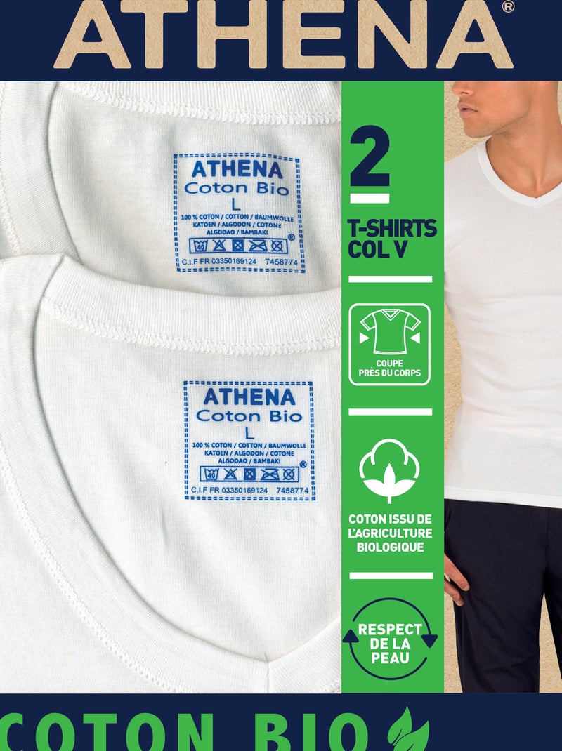 Lot de 2 t-shirts 'Athena' en coton Blanc - Kiabi