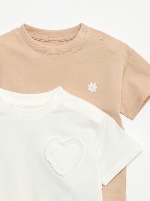 Lot de 2 T-shirts avec détail poitrine - Kiabi