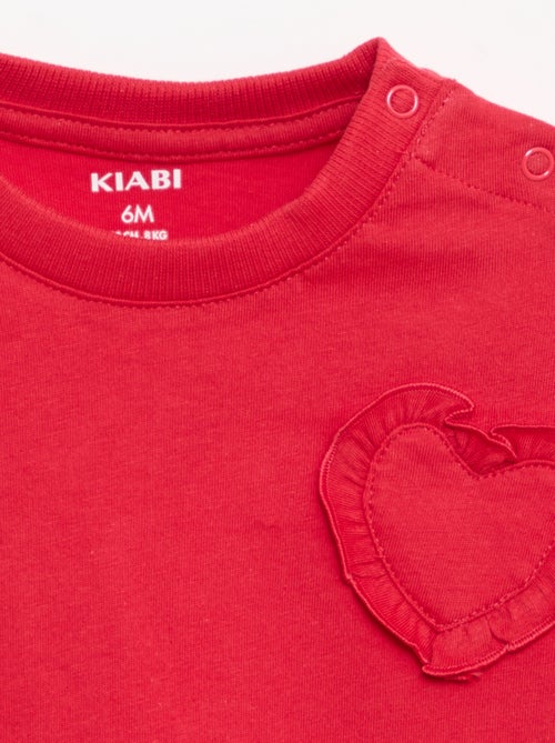 Lot de 2 T-shirts avec détail poitrine - Kiabi