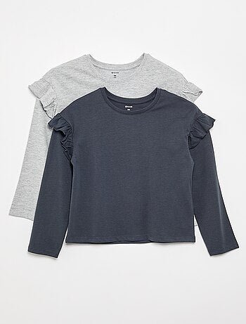 Lot de 2 T-shirts avec volants aux épaules