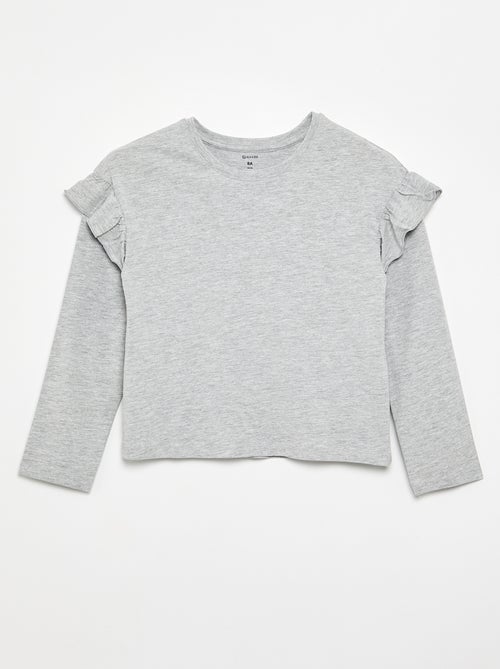 Lot de 2 T-shirts avec volants aux épaules - Kiabi