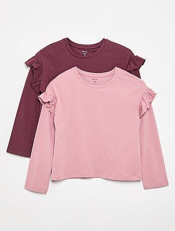 Lot de 2 T-shirts avec volants aux épaules