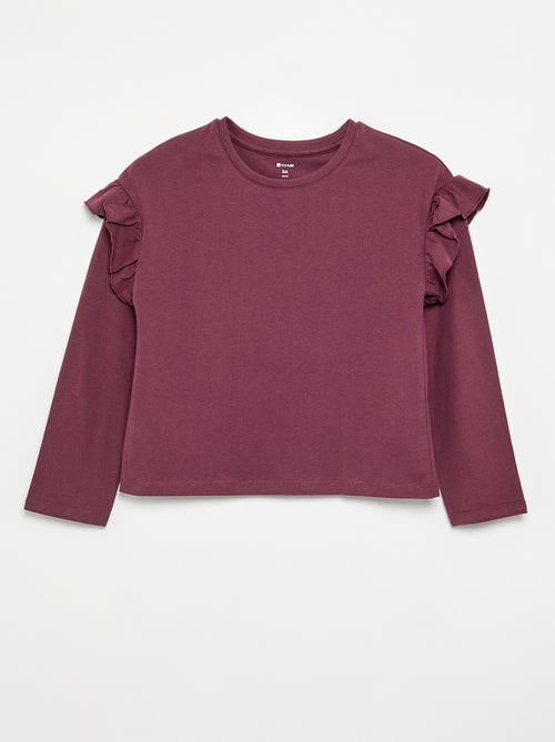 Lot de 2 T-shirts avec volants aux épaules - Kiabi