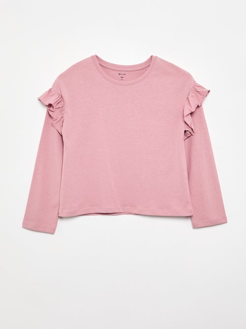 Lot de 2 T-shirts avec volants aux épaules - Kiabi