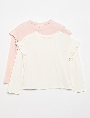 Lot de 2 T-shirts avec volants aux épaules