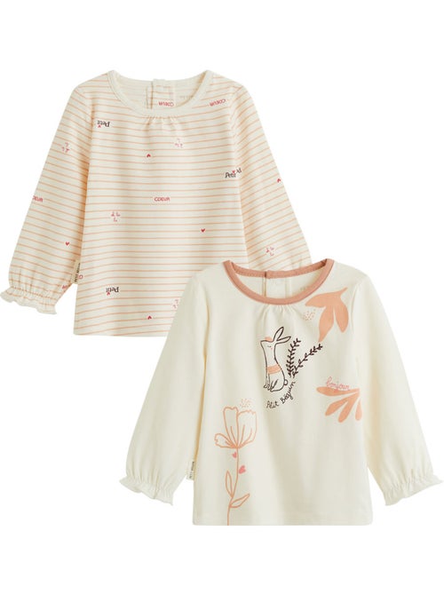 Lot de 2 t-shirts bébé manches longues Aimée - Kiabi Lot de 2 t-shirts bébé manches longues Aimée - Kiabi