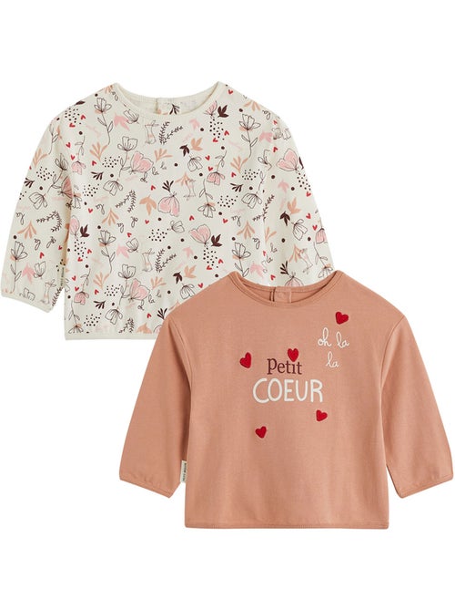 Lot de 2 t-shirts bébé manches longues Aimée - Kiabi