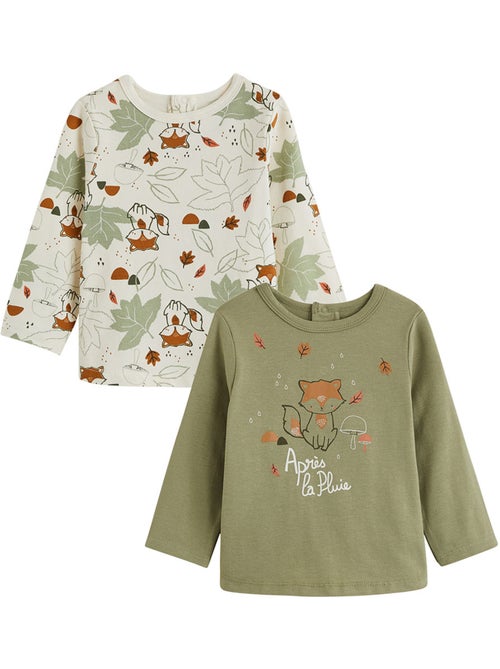 Lot de 2 t-shirts bébé manches longues Ginkgo - Kiabi