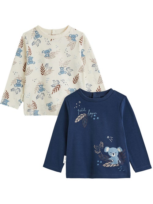 Lot de 2 t-shirts bébé manches longues mathéo - Kiabi