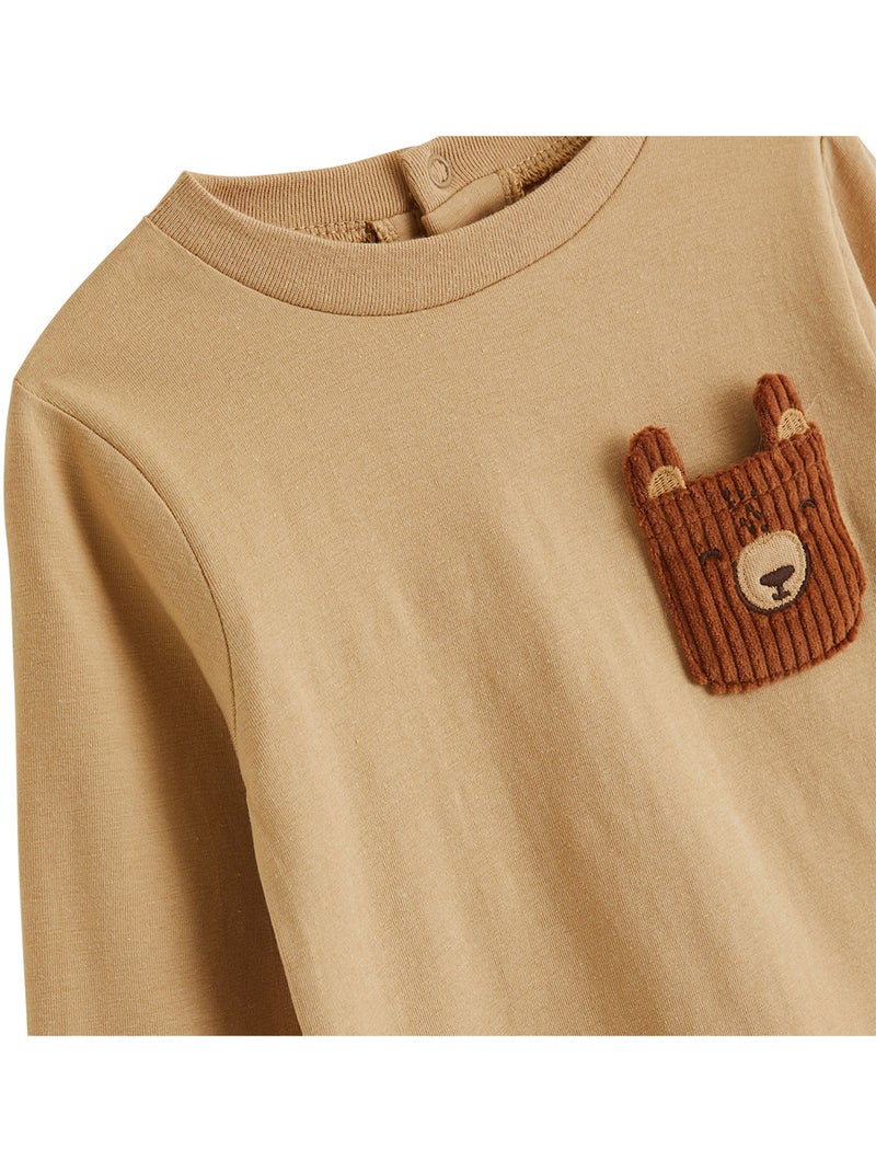 Lot de 2 t-shirts bébé manches longues Moka Marron - Kiabi
