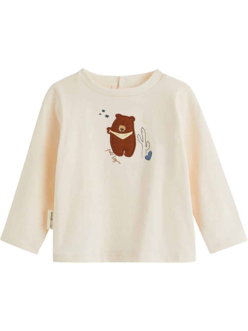Lot de 2 t-shirts bébé manches longues Moka Marron - Kiabi