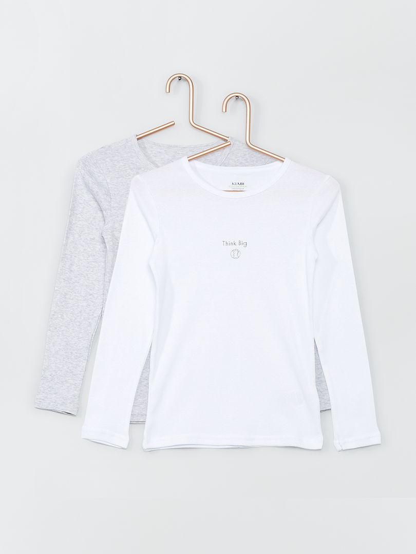 Lot de 2 t-shirts blanc/gris chiné - Kiabi