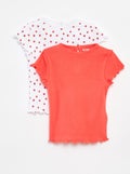 Lot de 2 t-shirts Blanc/rouge - Kiabi