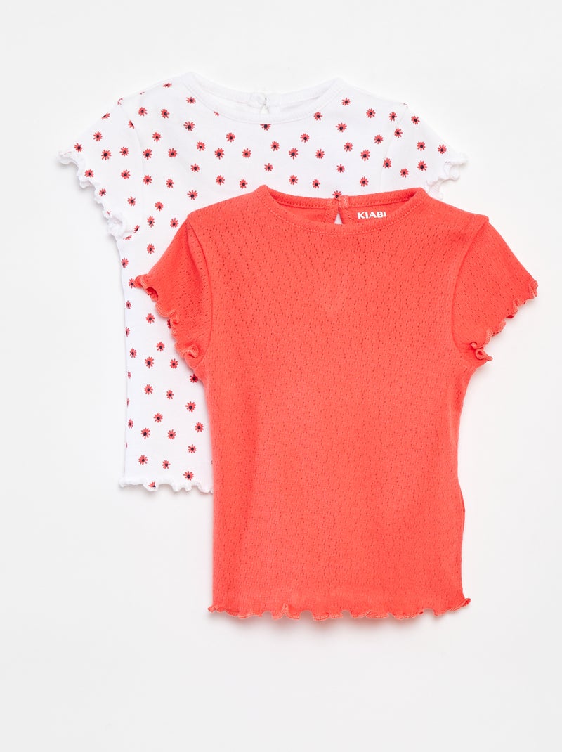 Lot de 2 t-shirts Blanc/rouge - Kiabi