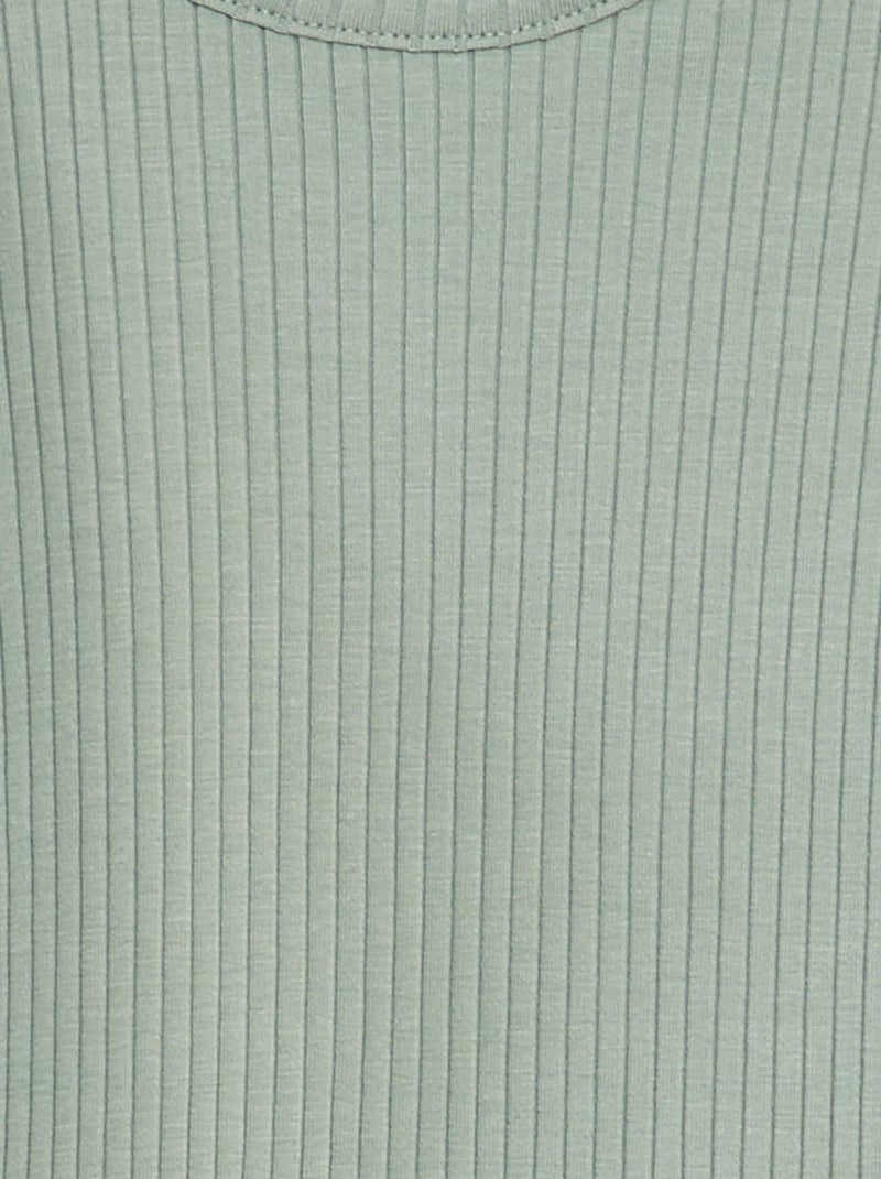 Lot de 2 t-shirts côtelés Noir/vert - Kiabi