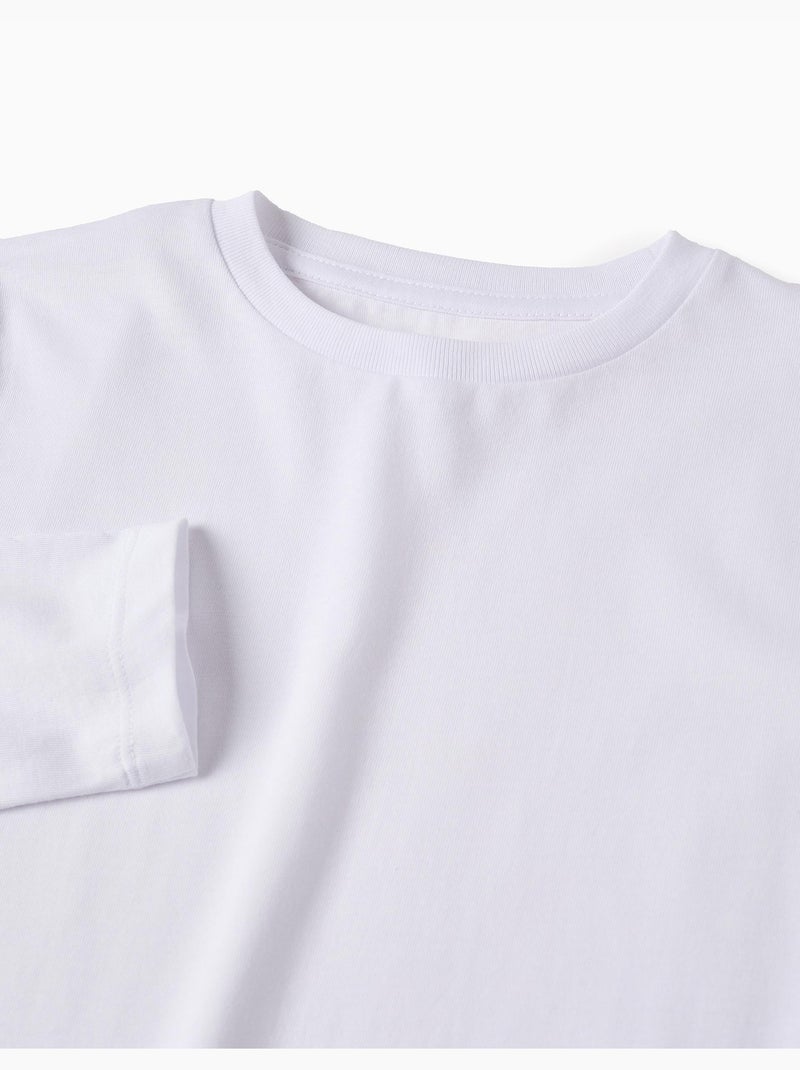 Lot de 2 T-Shirts en Coton à Manches Longues Blanc - Kiabi