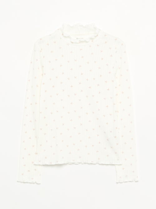 Lot de 2 T-shirts en maille fantaisie avec finitions ondulées - Kiabi