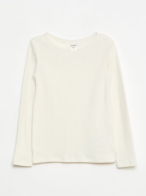 Lot de 2 t-shirts en maille pointelle à manches longues - Kiabi