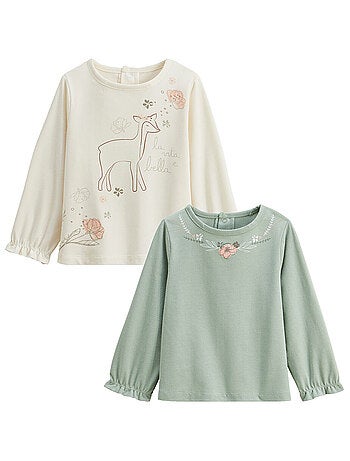 Lot de 2 t-shirts enfant manches longues lison