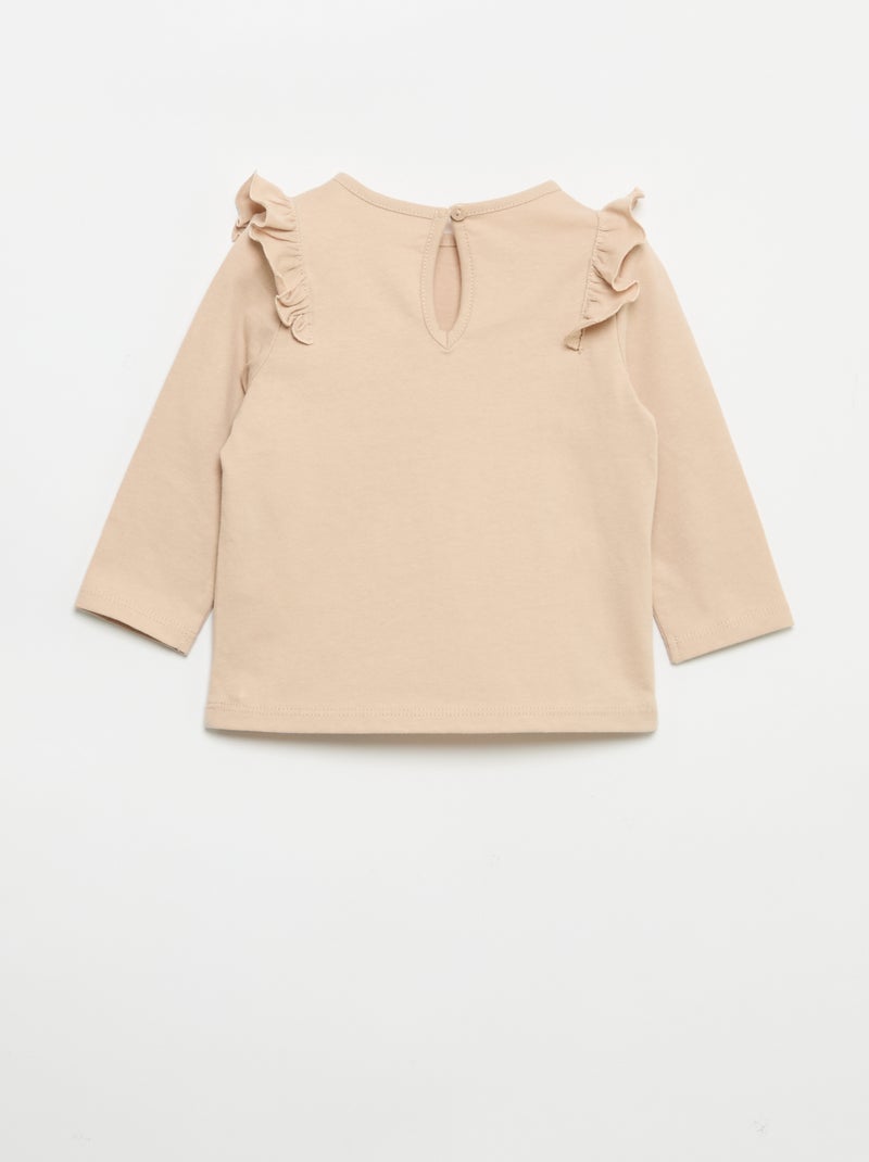 Lot de 2 t-shirts manches longues en jersey coton Beige - Kiabi
