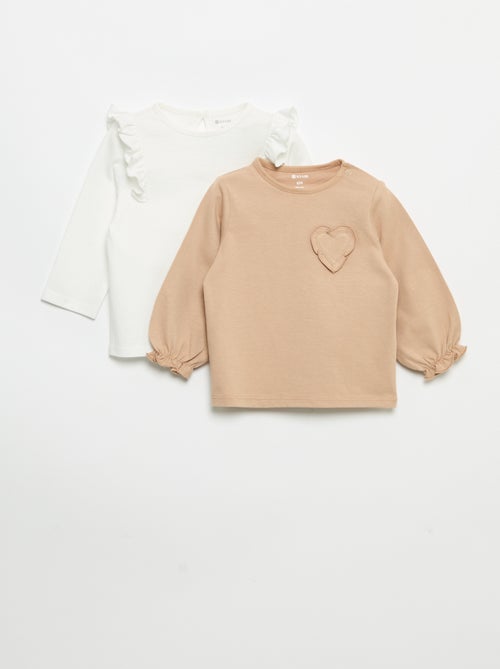 Lot de 2 t-shirts manches longues en jersey coton - Kiabi