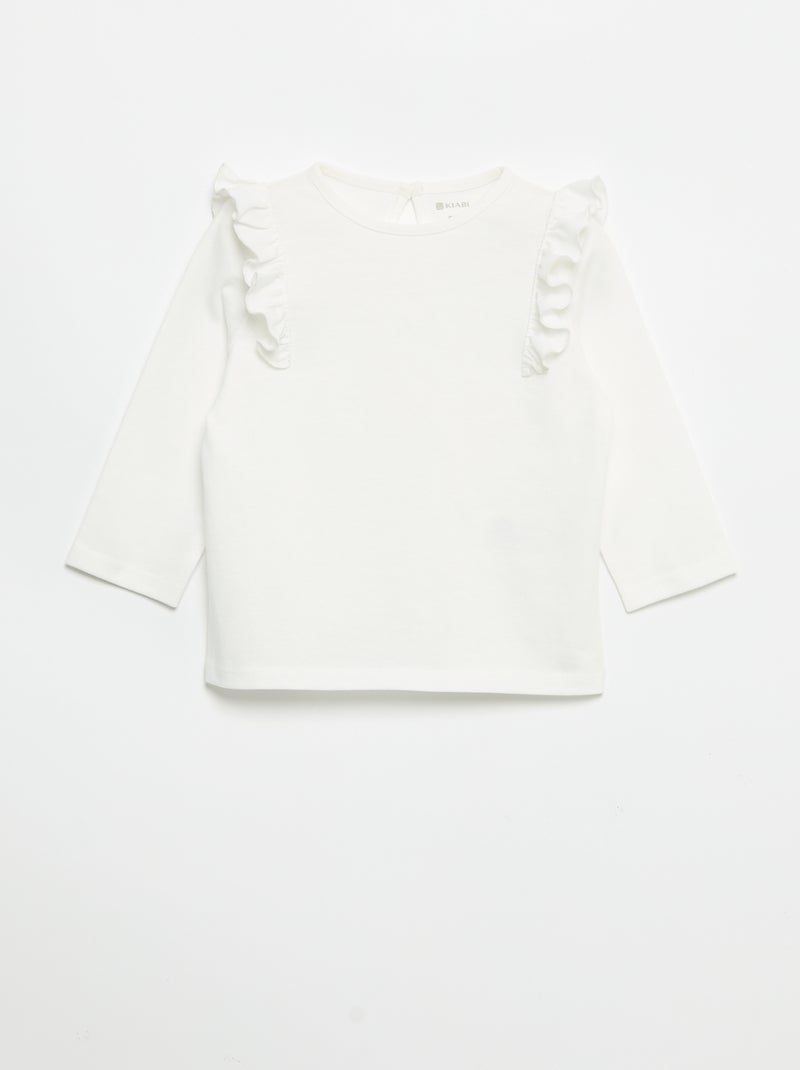 Lot de 2 t-shirts manches longues en jersey coton Blanc - Kiabi