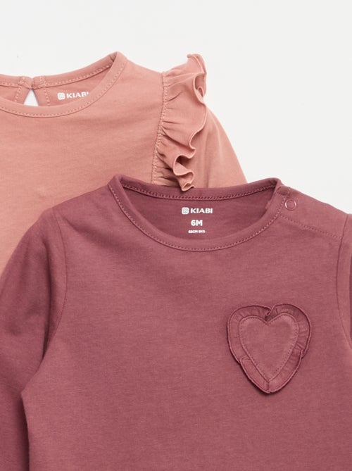Lot de 2 t-shirts manches longues en jersey coton - Kiabi