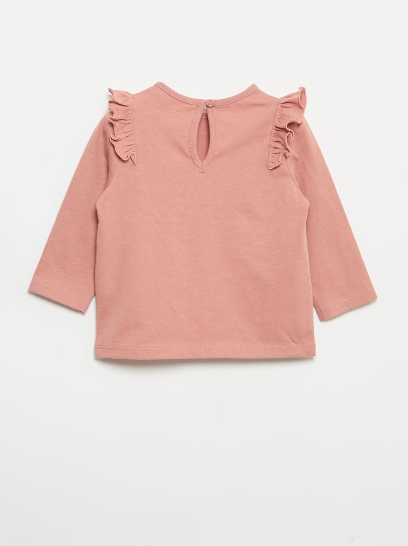 Lot de 2 t-shirts manches longues en jersey coton Rose - Kiabi