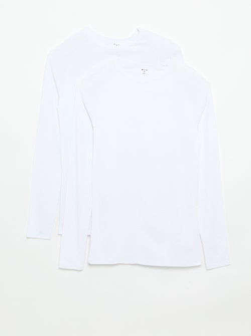 Lot de 2 T-shirts unis à manches longues - Kiabi Lot de 2 T-shirts unis à manches longues - Kiabi